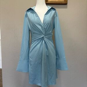 Cinq à Sept McKenna Twist Front Collared Mini Dress | Size 4 Blue
